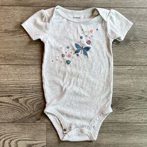 Carter’s Toddler Girl Short Sleeve Onesie Bodysuit Butterfly & Flowers 18 Months